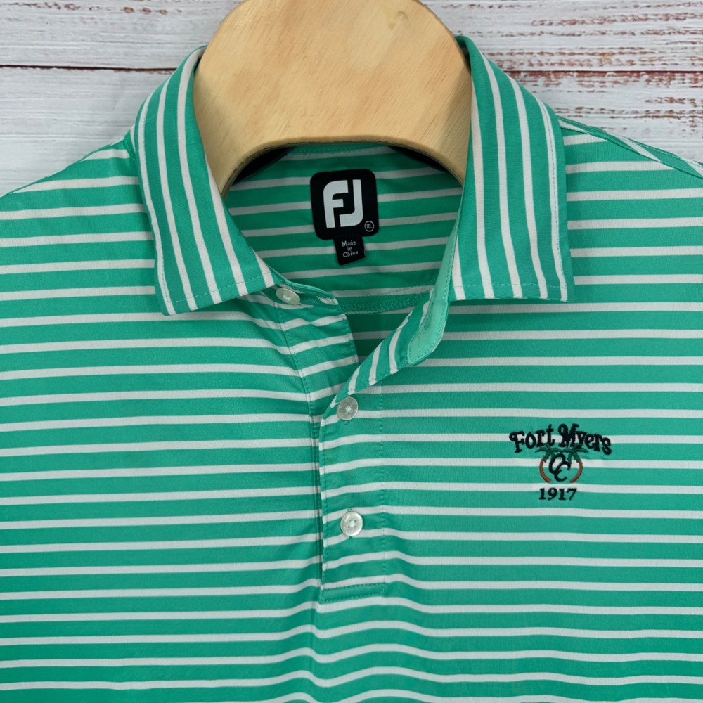 FootJoy Golf Polo Shirt Mens XL‎ Striped Fort Myers 1917 Performance